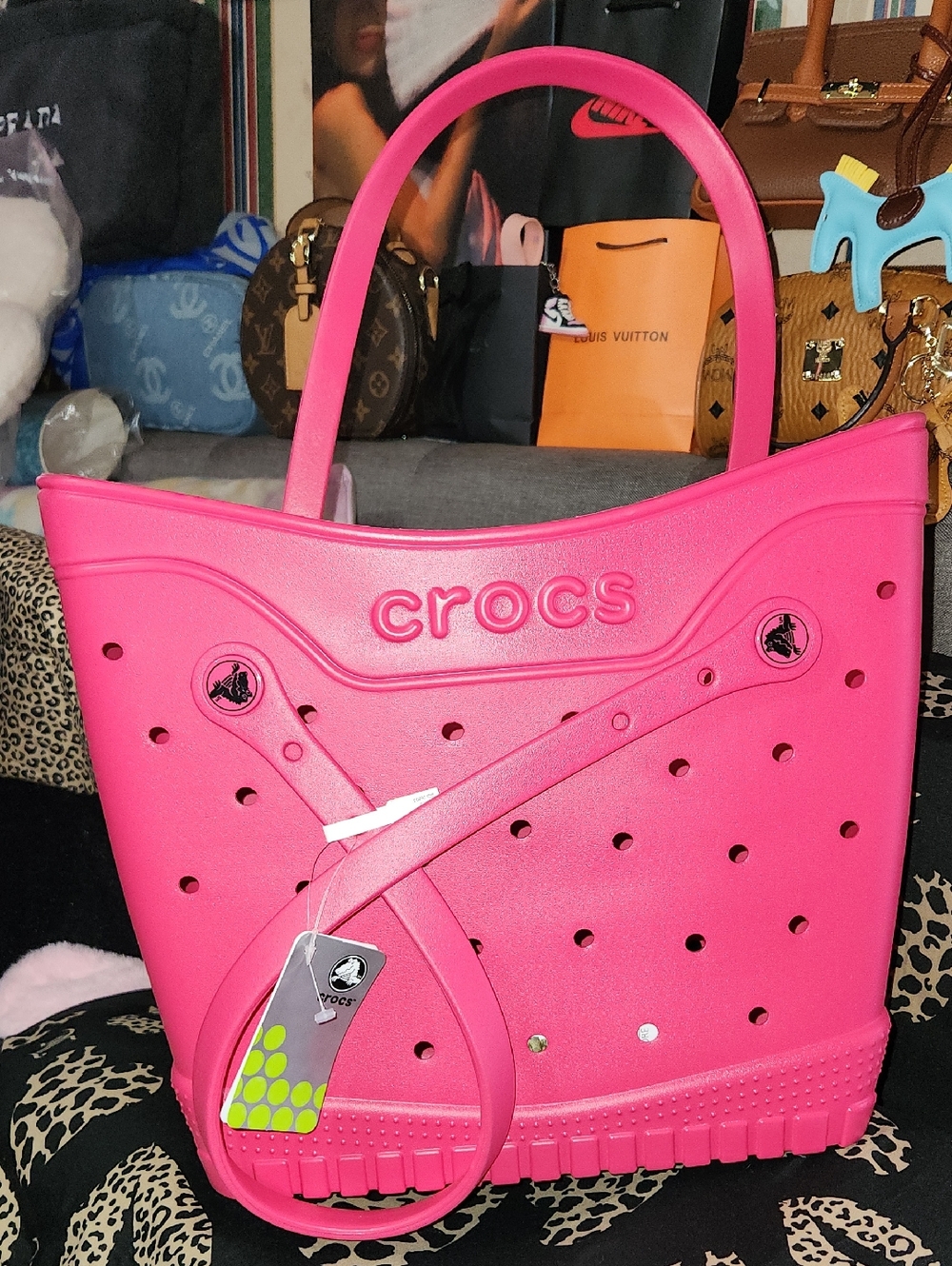 CROCS Pink Dragonfruit Classic Perforated Tote